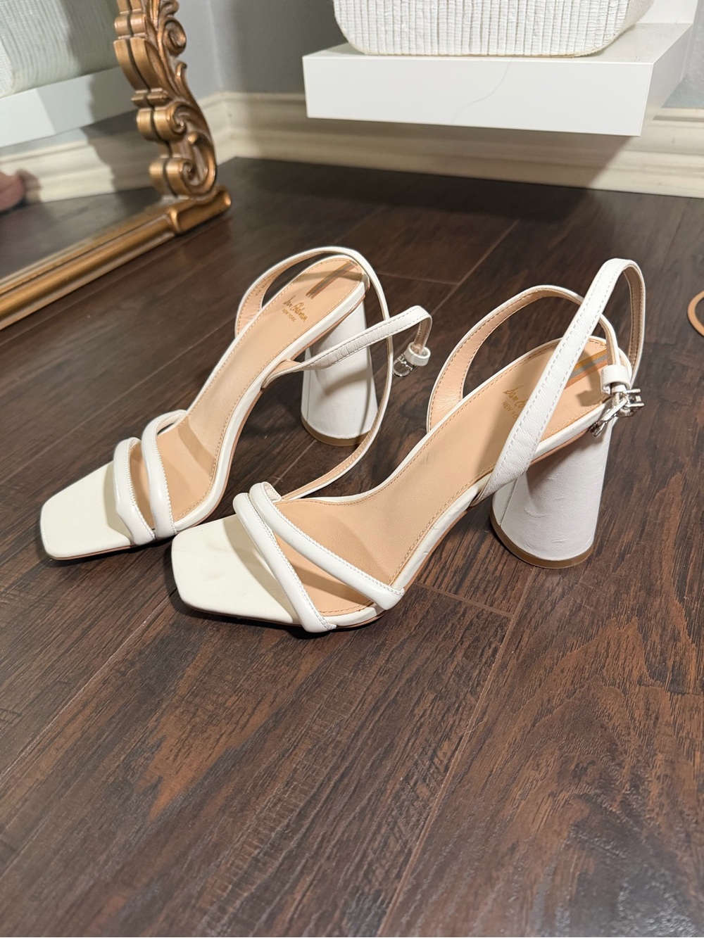 Sam Edelman White Strappy Square-Toe Block Sandals - Picture 2 of 3